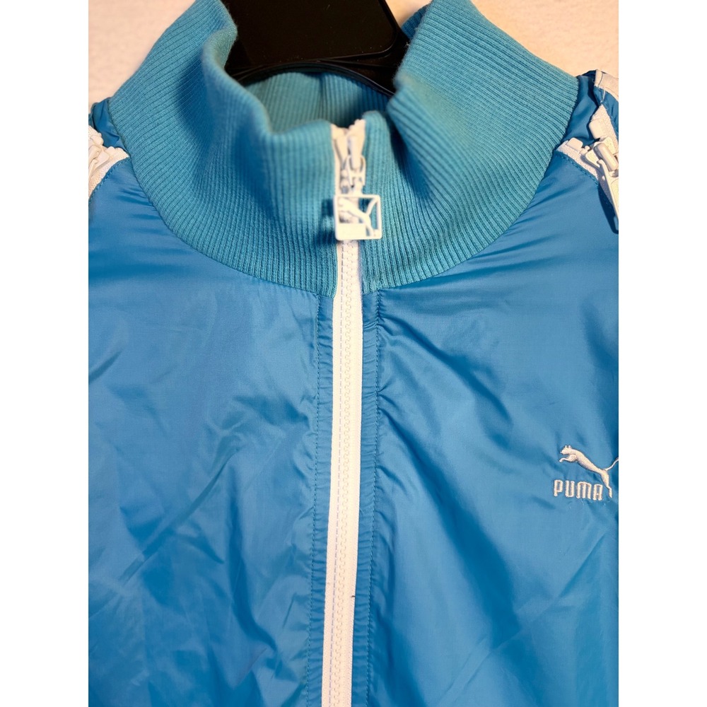 VTG Puma Mens XL Zip Off Sleeves Blue EUC Terry Lined Full Zip Windbreakers